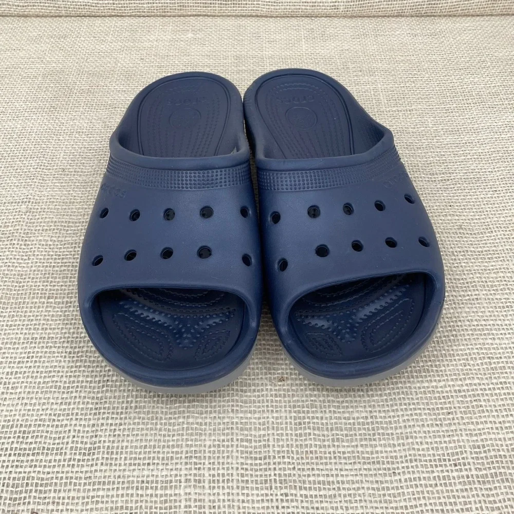 Crocs Classic Slide Navy Blue Grey Mens 9 Womens 11 Sandals 12030‎